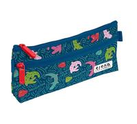 Grafoplás - Astuccio da scuola piatto, 2 tasche, 23 x 10 cm, collezione Alligator by Elena Corredoira, scomparti con cerniera, maniglie facile apertura, materiale scolastico