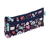 Grafoplás - Astuccio da scuola piatto, 2 tasche, 23 x 10 cm, scomparti con cerniera, maniglie facile apertura, bit & Bobs Pop Up Design, blu, 23x10x4cm, Principessa