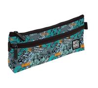 Grafoplás - Astuccio da scuola piatto, collezione Bear, bit & Bobs Pop Up Design, 2 tasche, 23 x 10 cm, scomparti con cerniera, maniglie facile apertura, materiale scolastico, grigio, 23x10x4cm