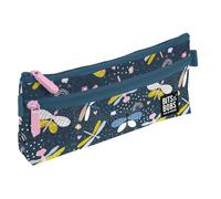 Grafoplás - Astuccio da scuola piatto, collezione Dragon Fly, bit & Bobs Pop Up Design, 2 tasche, 23 x 10 cm, scomparti con cerniera, maniglie facile apertura, materiale scolastico, blu, 23x10x4cm