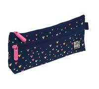 Grafoplás - Astuccio da scuola piatto, collezione Hearts, bit & Bobs Pop Up Design, 2 tasche, 23 x 10 cm, scomparti con cerniera, maniglie facile apertura, materiale scolastico, blu, 23x10x4cm