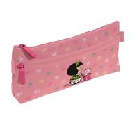 Grafoplás - Astuccio Mafalda Baby Cart, piatto, 2 tasche, 23 x 10 cm, scomparti con cerniera, maniglie facile apertura, materiale scolastico e come regalo, Rosa, 23x10x4cm, Astuccio scolastico piatto