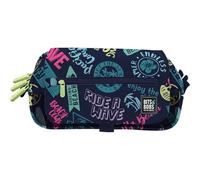 Grafoplas - Astuccio scolastico 3 scomparti, bits&Bobs Beach, 23 x 10 x 10 cm, per organizzare materiale scolastico, con chiusura e orario settimanale, grande capacità, striscia per carrello zaino