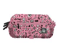 Grafoplas - Astuccio scolastico a 3 scomparti, Bits&Bobs I Love You, 23 x 10 x 10 cm, Organizzazione materiale scolastico, con cerniera e calendario settimanale, grande capacità, cinghia
