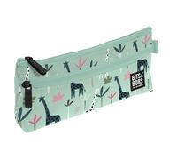 Grafoplás - Astuccio scuola piatto, collezione Jungle, design pop up Bits & Bobs, 2 tasche, 23 x 10 cm, scomparti con cerniera, manici facili da aprire, materiale scolastico, verde, 23 x 10 x 4 cm