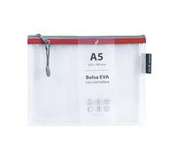 Grafoplás | Borsa con cerniera EVA a5 | Realizzata in gomma EVA trasparente | Cerniera colore rosso | Perfetta per trasportare e proteggere tutti i tipi di oggetti, documenti, cosmetici o puzzle