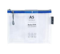 Grafoplás | Borsa con cerniera EVA a5 | Realizzata in gomma EVA trasparente con cerniera colore blu | Perfetta per trasportare e proteggere tutti i tipi di oggetti, documenti, cosmetici o puzzle