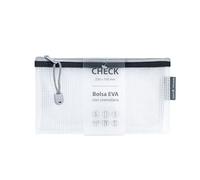 Grafoplás | Borsa con cerniera EVA Check | Realizzata in gomma EVA trasparente con cerniera colore nero | 23 x 13 cm | Ideale per trasportare tutti i tipi di articoli o controlli, biglietti, vouchers