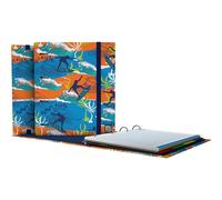 Grafoplás | Carpesano 4 anelli a4 | Hawaii Bits&Bobs Pop Up Desing | Include sostituzione griglia 5x5 bordo colore 90 g | Separatori | Busta trasparente | dorso curvo ergonomico | Carpebook