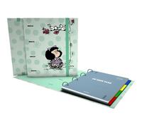 Grafoplas Carpesano - Anelli A4 Mafalda Kiss con ricarica + divisori + planner + adesivi + busta trasparente, perfetto per studenti