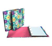 Grafoplás | Cartella 4 anelli con ricambio | A4 | Include 100 fogli a quadretti 5 x 5 | Separatori | Busta trasparente | Elena Corredoira | Flowers | Carpebook | FSC