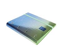 Grafoplás | Cartella 4 anelli fustellati A4 con ricambio a quadretti 5 x 5 90 g | Unequal Metallic Blu | Include separatori e busta trasparente | Finitura metallo | Carpebook