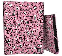Grafoplas - Cartella a 3 fogli, in cartone foderato, copertina rigida, formato foglio, design I Love You, Bits&Bobs Pop Up Design, Plastificato Soft, Morbido al Tatto, Certificato FSC, ideale come