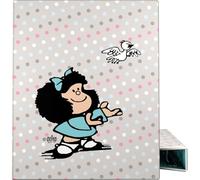 Grafoplas - Cartella ad anelli Mafalda Bird A4, 4 anelli misti 25 mm, morbido al tatto, certificato FSC, copertina rigida, plastica morbida, morbida al tatto, perfetto materiale scolastico