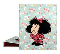 Grafoplas - Cartella ad anelli Mafalda Pigiama A4, 4 anelli misti 25 mm, morbido al tatto, certificato FSC, copertina rigida, plastica morbida, morbida al tatto, perfetto materiale scolastico