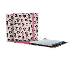 Grafoplás | Cartella anelli con ricambio A4 | Include 100 fogli a quadretti 5 x 5 | Separatori | Busta trasparente | Mafalda Unico | Carpebook | FSC