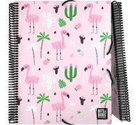 Grafoplas - Cartella buste in plastica A4, copertina flessibile, spirale PVC, 30 fodere in polipropilene, collezione design Bits&Bobs Pop Up Design Tropical, Maxiplas, perfetto materiale scolastico