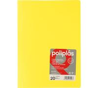 Grafoplas - Cartella buste trasparenti a4, giallo, 20 fodere polipropilene, serie poliple opache, prodotte in Spagna, copertine flessibili, perfetta per archiviare documenti e fogli