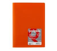 Grafoplas - Cartella buste trasparenti, formato foglio, arancione, 40 fodere polipropilene, serie poliple opache, prodotte in Spagna, copertine flessibili, perfetta per l'archiviazione di documenti