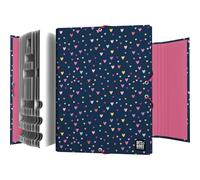 Grafoplas - Cartella classificatrice scolastica, 12 posizioni, design Hearts, Bits & Bobs Pop Up Design, 35 x 26 x 2 cm, cartone plastificato morbido, certificato FSC, ideale per archiviare documenti