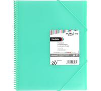 Grafoplas | Cartella con buste trasparenti A4 | verde menta | 20 buste in polipropilene extra | Coperchi in plastica flessibile | Spirale PVC | Maxiplas Multiline | Perfetto come materiale scolastico