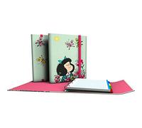 Grafoplás | Cartella con ricambio e risvolto | Include separatori | 4 anelli D 25 mm | Carpeplus | Design Mafalda Primavera | Certificato FSC