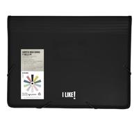 Grafoplas - Cartella con soffietto maxi e gomma, formato A4+, 26 x 34,5 x 8 cm, nero, capacità extra per documenti a libro, collezione cancelleria like, perfetto materiale scolastico e da ufficio