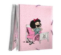 Grafoplás - Cartella da 30 buste trasparenti, formato A4, tappi flessibili, spirale in PVC, Mafalda Morning, Maxiplas, Polipropilene, Perfetto per organizzare il materiale scolastico