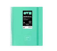 Grafoplas | Cartelle di buste in plastica A4 | 20 fodere trasparenti | Coperchi rigidi in Polyfoam | Resistente e Ultraleggero | Colore menta | Spirale PVC | Unequal Minimal | Perfetto per documenti