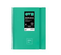 Grafoplas | Cartelle di buste in plastica A4 | 20 fodere trasparenti | Coperchi rigidi in polyfoam | Resistente e ultra leggero | Colore turchese | Spirale PVC | Unequal Minimal | Perfetto per