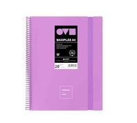 Grafoplas | Cartelle di buste in plastica A4 | 20 fodere trasparenti | Coperchi rigidi in Polyfoam | Resistente e Ultraleggero | Colore Lavanda | Spirale PVC | Unequal Minimal | Perfetto per documenti