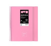 Grafoplas | Cartelle di buste in plastica A4 | 30 fodere trasparenti | Coperchi rigidi in Polyfoam | Resistente e Ultraleggero | Colore rosa | Spirale PVC | Unequal Minimal | Perfetto per documenti