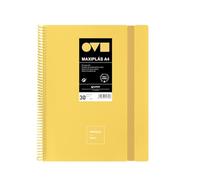 Grafoplas | Cartelle di buste in plastica A4 | 30 fodere trasparenti | Coperchi rigidi in Polyfoam | Resistente e Ultraleggero | Colore giallo | Spirale PVC | Unequal Minimal | Perfetto per documenti