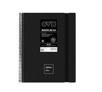 Grafoplas | Cartelle di buste in plastica A4 | 30 fodere trasparenti | Coperchi rigidi in Polyfoam | Resistente e Ultraleggero | Colore nero | Spirale PVC | Unequal Minimal | Perfetto per documenti