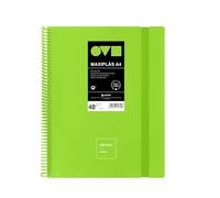 Grafoplas | Cartelle di buste in plastica A4 | 40 fodere trasparenti | Coperchi rigidi in Polyfoam | Resistente e Ultraleggero | Colore verde | Spirale PVC | Unequal Minimal | Perfetto per documenti