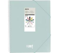 Grafoplas - Cartelle di buste in plastica a4, Maxiplas Like, blu chiaro, 20 buste trasparenti, spirale in PVC, perfetta per archiviare materiale scolastico e da ufficio
