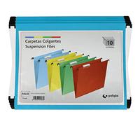 Grafoplas - Confezione da 10 cartelle sospese, colore blu, formato foglio, include visore superiore effetto lente di ingrandimento 65 mm, spessore 225 g, perfetta per organizzare i file