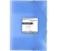 Grafoplás | Confezione da 6 cartelle scolastiche | formato foglio | blu chiaro pastello | tre alette | polipropilene a righe verticali | chiusura in gomma elastica | Multiline | perfetta per scuole e