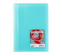 Grafoplas I Cartella con buste in plastica I 20 buste trasparenti I Formato DIN A4 Menta I Serie Poliple Traslucido I Made in Spagna I Grande Capacità di Immagazzinaggio