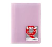 Grafoplas I Cartella con buste in plastica I 40 buste trasparenti I Formato DIN A4 Rosa Soft I Serie Poliple Traslucido I Made in Spagna I Grande Capacità di Immagazzinaggio