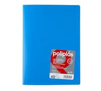 Grafoplas I Cartella con buste in plastica I 40 buste trasparenti I formato foglio blu cielo I Serie Poliple Opaco I Made in Spagna I Coperchi flessibili I Grande Capacità di Immagazzinaggio