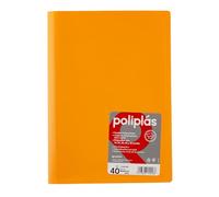 Grafoplas I Cartella con buste in plastica I 40 buste trasparenti I formato foglio Mandarino I Serie Poliple Opaco I Made in Spagna I Coperchi Flessibili I Grande Capacità di Immagazzinaggio