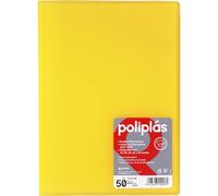 Grafoplas I Cartella con buste in plastica I 50 buste trasparenti I Formato Folio Giallo Soft I Serie Poliple Traslucido I Made in Spagna I Grande Capacità di Immagazzinaggio