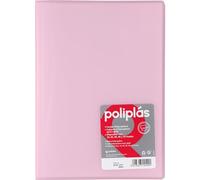 Grafoplas I Cartella con buste in plastica I 50 buste trasparenti I Formato Folio Rosa Soft I Serie Poliple Traslucido I Made in Spagna I Grande Capacità di Immagazzinaggio