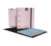 Grafoplas Kuru - Raccoglitore a 4 anelli A4 con ricarica, set scolastico completo con divisori + planner + adesivi + busta trasparente, copertina rigida FSC, plastificata antigraffio, colore rosa