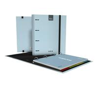 Grafoplas Kuru - Raccoglitore a 4 anelli A4 con ricarica, set scolastico completo con divisori + planner + adesivi + busta trasparente, copertina rigida FSC, plastificata antigraffio, colore blu