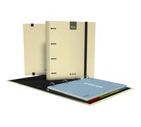 Grafoplas Kuru - Raccoglitore a 4 anelli A4 con ricarica, set scolastico completo con divisori + planner + adesivi + busta trasparente, copertina rigida FSC, plastificata antigraffio, colore giallo