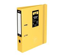 Grafoplas Raccoglitore 2 anelli a4, leva 65 mm, Unequal Minimal Giallo, Polyfoam, Apertura 360, Resistente e Ultraleggero, Ollao e Porta carte di credito, chiusura in gomma elastica, coperchi in