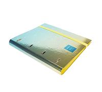 Grafoplás | Raccoglitore 4 anelli con ricambio a quadretti 5 x 5 90 g | A4 | Unequal Metallic Verde acqua | Finitura metallo | Include separatori e busta trasparente | Carpebook