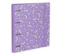 Grafoplas - Raccoglitore a 4 anelli A4 con ricambio, divisori, planner, adesivi e busta trasparente, lavanda, Carpebook Polyfoam Uniqual Pop Up Design, resistente e ultraleggero, apertura 360